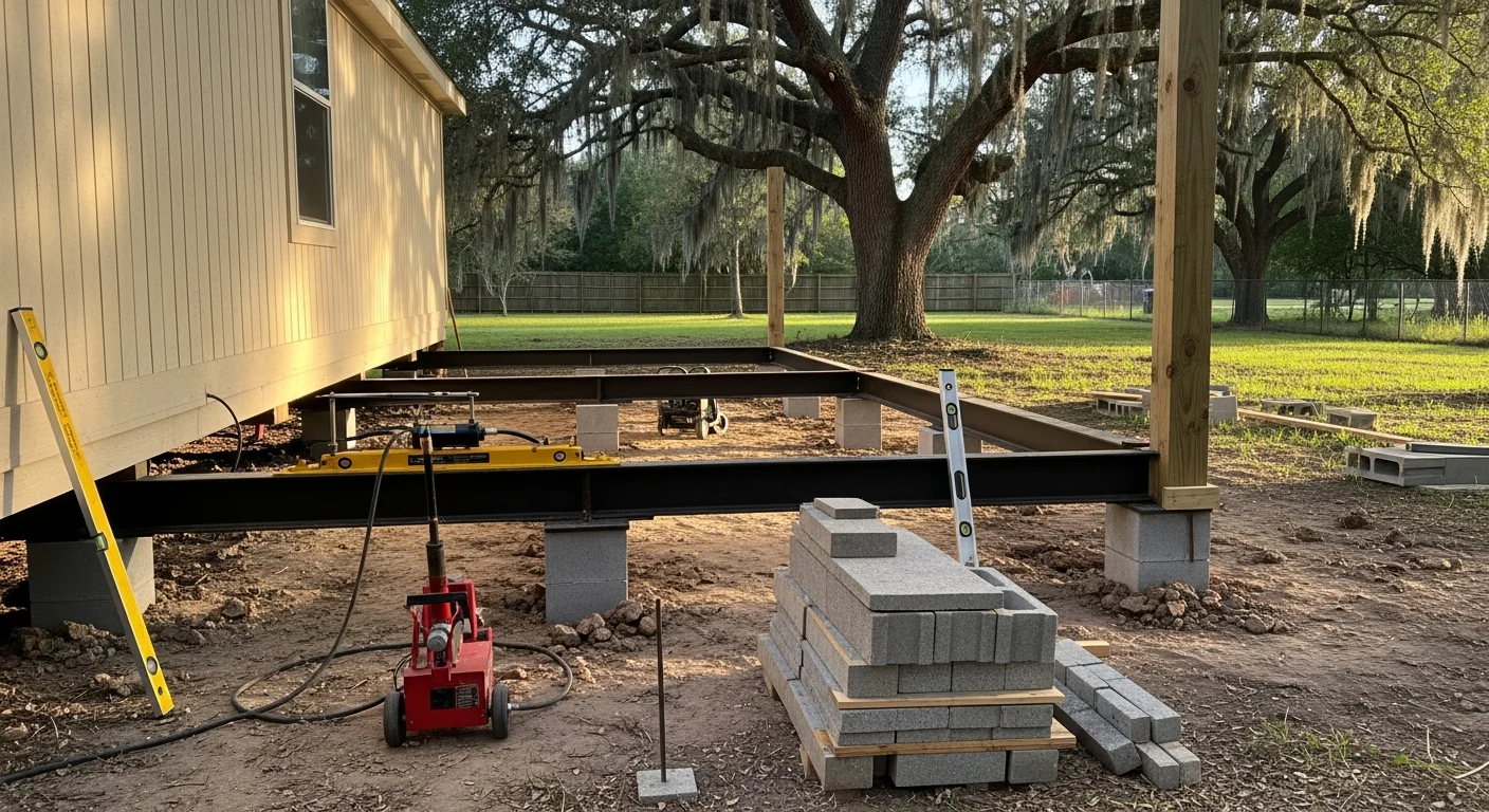 Mobile home leveling and foundation stabilization